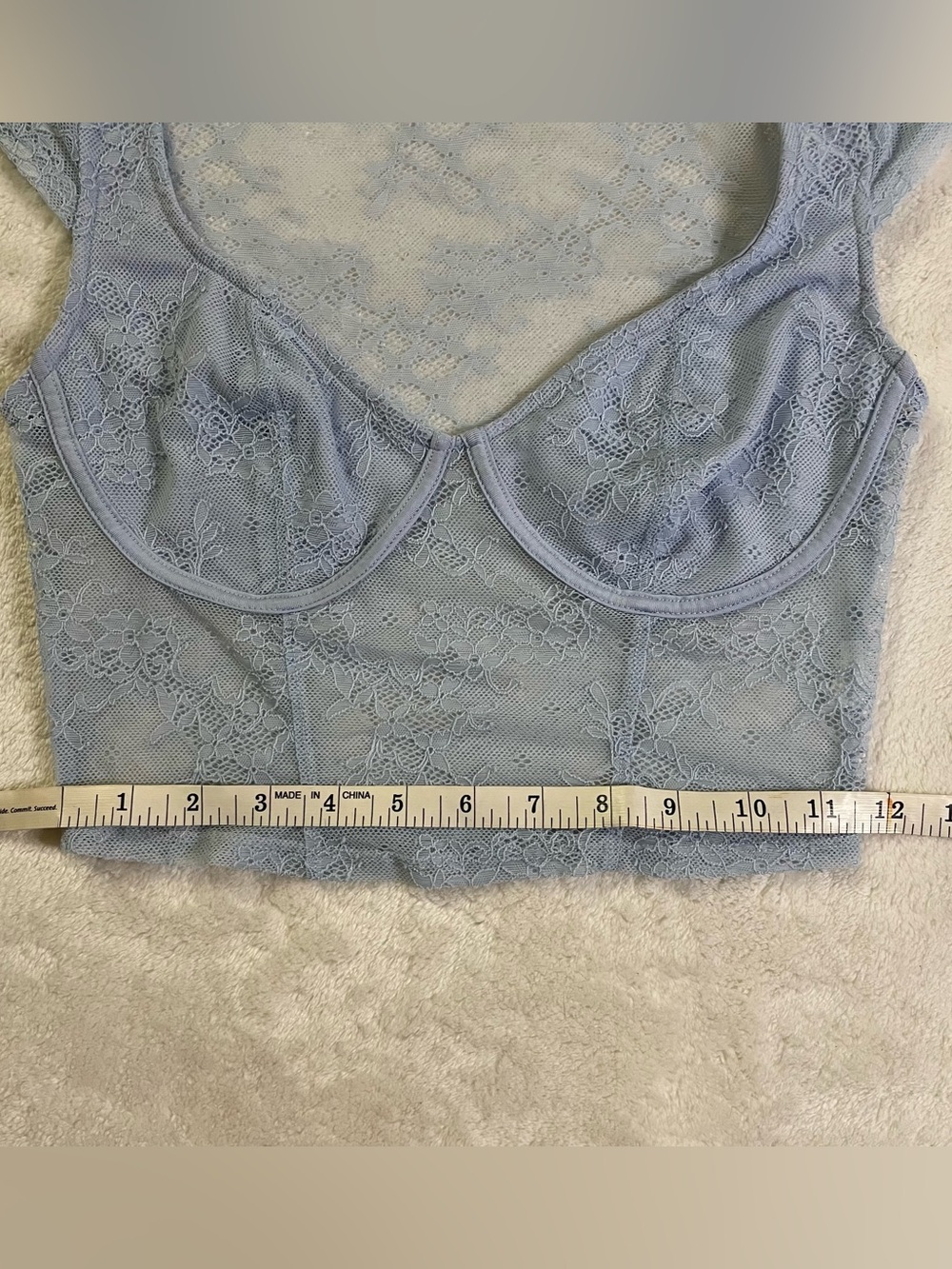 Garage Baby Blue Sheer Lace Crop Top size S - Picture 6 of 8